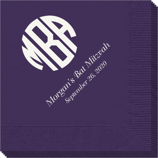 Rounded Monogram with Text Napkins